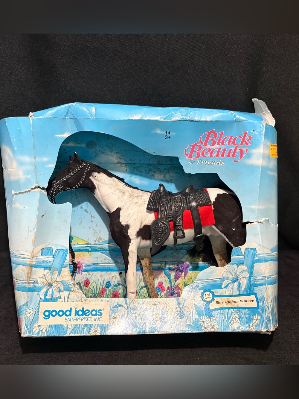 black beauty & friends flocked horse Named “paint”-box an horse heavily damaged